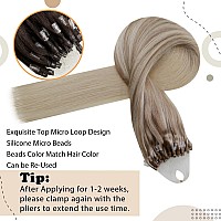 Easyouth Long Micro Link Hair Extensions Human Hair Micro Beads Hair Extensions Blonde Balayage Platinum Blonde Mixed Light Blon