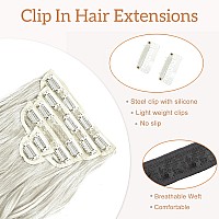 Clip In Hair Extensions For Women 20 Inch Long Wavy Brown Extensions 6Pcs Ice Brown Hairpieces That Blend Naturally With Your