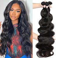 10A Brazilian Body Wave Bundles 16 18 20 Inch Human Hair Bundles 100% Unprocessed Virgin Hair Body Wave 3 Bundles Human Hair Weave Bundles Deals 1B Natural Black