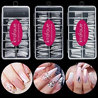 3 Styles False Nail Tips Kit340Pcs Acrylic Nails Clear Coffin French Stiletto Nail Tips Xl Long Half Cover Artificial False Nai