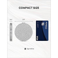 Omiro 1X10X300R Magnifying Compact Mirror With Pu Leather Ultraportable For Purses And Travel Round Silver