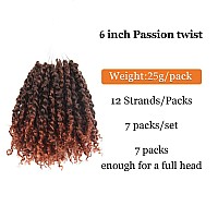 Passion Twist Hair 6 Inch 7 Packs Pretwisted Short Passion Crochet Twist Hair Prelooped Crochet Passion Twist Soft Braids T350