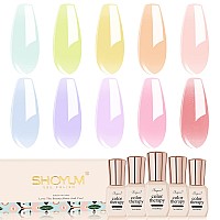 SHOYUM Jelly Pastel Gel Nail Polish Set 10Pcs Candy Colors Collection,Translucent Spring Summer nail gel polish Manicure at Home DIY Easter Mother's Day Gifts