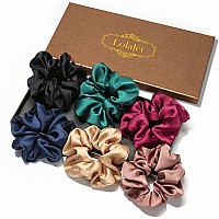 Lolalet Scrunchies for Women, Satin Hair Scrunchies Softer Than Silk Hair Ties for Hair Sleep, Big Scrunchy Ponytail Holder with Elastic Hair Bands for girls Thick Thin curly Hair -6 Pack, Style D