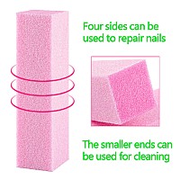 20 Pcs Nail Buffer Blocks With 4 Sides 120 Grit Professional Pedicure Manicure Buffer Kits Pink