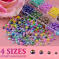 3800 Pcs 3 Boxes Flat Back Pearls Kits Flatback Colorful Abwhite Abbeige Ab Half Round Pearls With Pickup Pencil And Tweezer F