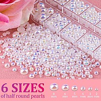 3800 Pcs 3 Boxes Flat Back Pearls Kits Flatback Colorful Abwhite Abbeige Ab Half Round Pearls With Pickup Pencil And Tweezer F