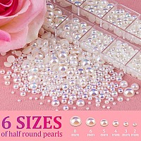 3800 Pcs 3 Boxes Flat Back Pearls Kits Flatback Colorful Abwhite Abbeige Ab Half Round Pearls With Pickup Pencil And Tweezer F