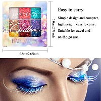 Yeweian Glitter Eyeshadow Palette Shimmer Purple Pink Blue Colorful Eyeshadow Palette Lip Face Eye Glitter Makeup Lasting Wat