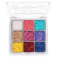 Yeweian Glitter Eyeshadow Palette Shimmer Purple Pink Blue Colorful Eyeshadow Palette Lip Face Eye Glitter Makeup Lasting Wat