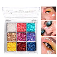 Yeweian Glitter Eyeshadow Palette Shimmer Purple Pink Blue Colorful Eyeshadow Palette Lip Face Eye Glitter Makeup Lasting Wat