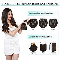 Doores Human Hair Extensions Clip In 60G 3Pcs 16 Inch Balayage Medium Brown Highlighted Golden Blonde Clip In Hair Extensions S