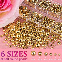 Belleboost Flat Back Pearls Kits 2 Boxes Of Flatback Gold Half Round Pearls With Pickup Pencil And Tweezer For Home Diy And Prof