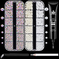 Nail Art Rhinestone Glue Gel2 Boxes Flatback Gems Accessories Kit 1 Tube Of 15Ml Rhinestone Gel Glueuvled Neededround Ab G