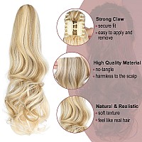 Leterly Ponytail Extension Clip In Claw 18 Curly Wavy Pony Tails Clipon Long Hairpiece Jaw For Women Ash Blonde Mix Light Blea