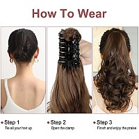 Leterly Ponytail Extension Clip In Claw 18 Curly Wavy Pony Tails Clipon Long Hairpiece Jaw For Women Ash Blonde Mix Light Blea