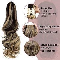 Leterly Ponytail Extension Clip In Claw 18 Curly Wavy Pony Tails Clipon Long Hairpiece Jaw For Women Ash Blonde Mix Brown