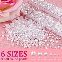 Belleboost Flat Back Pearls Kits 1 Box Of Flatback White Half Round Pearls With Pickup Pencil And Tweezer For Home Diy And Profe