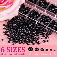 Belleboost Flat Back Pearls Kits 1 Box Of Flatback Black1 Box Of Red Half Round Pearls With Pickup Pencil And Tweezer For Home