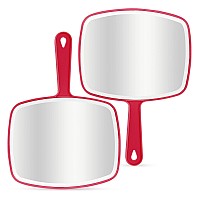 Dvhok 2Pcs Handheld Mirror Portable Hand Mirror With Hanging Hole In Handle Red 74 W X 104 L