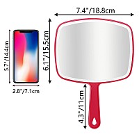 Dvhok 2Pcs Handheld Mirror Portable Hand Mirror With Hanging Hole In Handle Red 74 W X 104 L