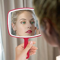 Dvhok 2Pcs Handheld Mirror Portable Hand Mirror With Hanging Hole In Handle Red 74 W X 104 L