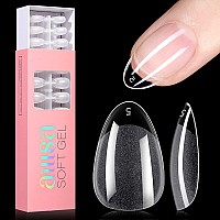 AILLSA Short Almond Nail Tips Full Cover Soft Gel Half Matte No File Clear False Gelly Fake Shaped Nails for Press On Extension DIY Valentine Gift 360 Pcs 12 Sizes