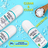 Krystal Stone Deodorant Roll On Natural Mineral Salts With Aloe Vera 3Pack Clear Clean Beauty Formula Fragance Free G