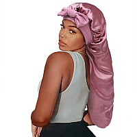 Satin Silk Bonnet Hair Cap Long Bonnets With Elastic Tie Band Adjustable Straps Jumbo Size Sleep For Sleeping Comfortable Str