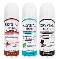 Krystal Stone Deodorant For Men 3Pack Roll On Potassium Alum With Essential Oil Blends Unscented Cool Black And Fresh Cedar