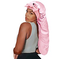 Satin Silk Bonnet Hair Cap Long Bonnets With Elastic Tie Band Adjustable Straps Jumbo Size Sleep For Sleeping Comfortable Str