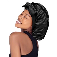 Satin Silk Bonnet Hair Cap Long Bonnets With Elastic Tie Band Adjustable Straps Jumbo Size Sleep For Sleeping Comfortable Str