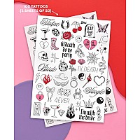 Xo Fetti Realistic Bachelorette Temporary Tattoos 100 Foil Styles Bachelorette Party Decoration Bridesmaid Favor Bride To