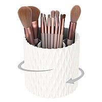 Hsspanfn Makeup Brush Holder Organizer -360 Rotating Multi-Functional Pen Holder For Desk,Multi-Purpose Desktop Stationary Organizer,Storage Cup For Lipsticks, Comb, Beauty Tool In Vanity (White)