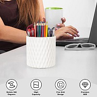 Hsspanfn Makeup Brush Holder Organizer -360 Rotating Multi-Functional Pen Holder For Desk,Multi-Purpose Desktop Stationary Organizer,Storage Cup For Lipsticks, Comb, Beauty Tool In Vanity (White)