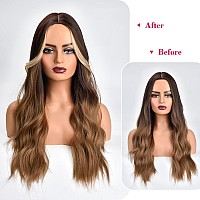 REECHO Long Side Air Bangs, Wavy Curly Clip in Curtain Bangs Front Side Bangs Face-Framing Highlights for Women Daily Use 2 PCS Set Long Temples