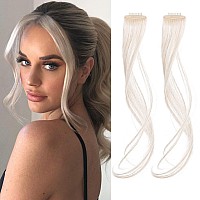 REECHO Long Side Air Bangs, Wavy Curly Clip in Curtain Bangs Front Side Bangs Face-Framing Highlights for Women Daily Use 2 PCS Set Long Temples