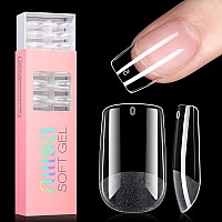 Aillsa Short Square Nail Tips 360Pcs Half Matte No Filed Full Cover Nail Tips Soft Gel False Nail Tips Clear Gelly Nail Tips For