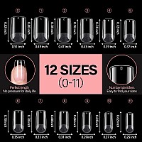 Aillsa Short Square Nail Tips 360Pcs Half Matte No Filed Full Cover Nail Tips Soft Gel False Nail Tips Clear Gelly Nail Tips For