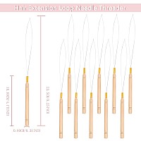 Vlasy 10Pcs Hair Extension Loop Needle Threader Pulling Hook Tools Micro Loop Nano Beads Device Hair Extension Threader For Hair