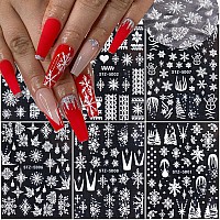 5D White Snowflake Embossed Nail Art Sticker Christmas New Year Snowflake Nail Art Supplies Snowflakes Charms French Design X