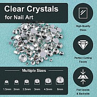 156Mm Round Clear Nail Rhinestones Crystals For Nail Art Manicure And Clear Pixie Caviar Beads Sugar Tiny Dust Glass Iridesce