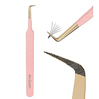 Msqueen 90 Degree Lash Tweezers For Eyelash Extensions Precision Fiber Tip Grip Mega Volume Lash Tweezers