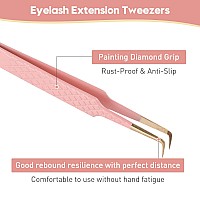 Msqueen 90 Degree Lash Tweezers For Eyelash Extensions Precision Fiber Tip Grip Mega Volume Lash Tweezers