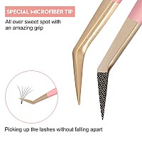 Msqueen Volume Lash Tweezers Set2Pcs Fiber Tip 45 Degree Volume And Curved Isolation Eyelash Extension Tweezers