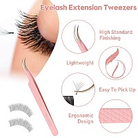 Msqueen Volume Lash Tweezers Set2Pcs Fiber Tip 45 Degree Volume And Curved Isolation Eyelash Extension Tweezers