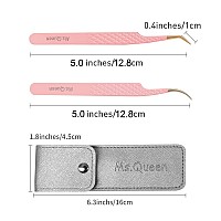 Msqueen Volume Lash Tweezers Set2Pcs Fiber Tip 45 Degree Volume And Curved Isolation Eyelash Extension Tweezers