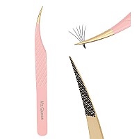 Msqueen Dolphin Tweezers For Eyelash Extensionsprofessional Fiber Tip Curved Isolation Lash Tweezers With Diamond Grip