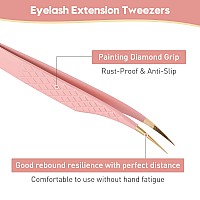 Msqueen Dolphin Tweezers For Eyelash Extensionsprofessional Fiber Tip Curved Isolation Lash Tweezers With Diamond Grip