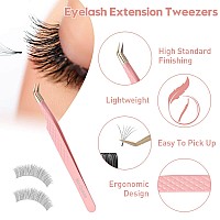 Msqueen Eyelash Tweezers Setprofessional 2Pcs Fiber Tip 45 90 Degree Mega Volume Lash Extension Tweezers